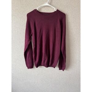 Cable & Gauge Womens Silk Cotton Blend Crew Neck Sweater Burgundy Wine Size M
